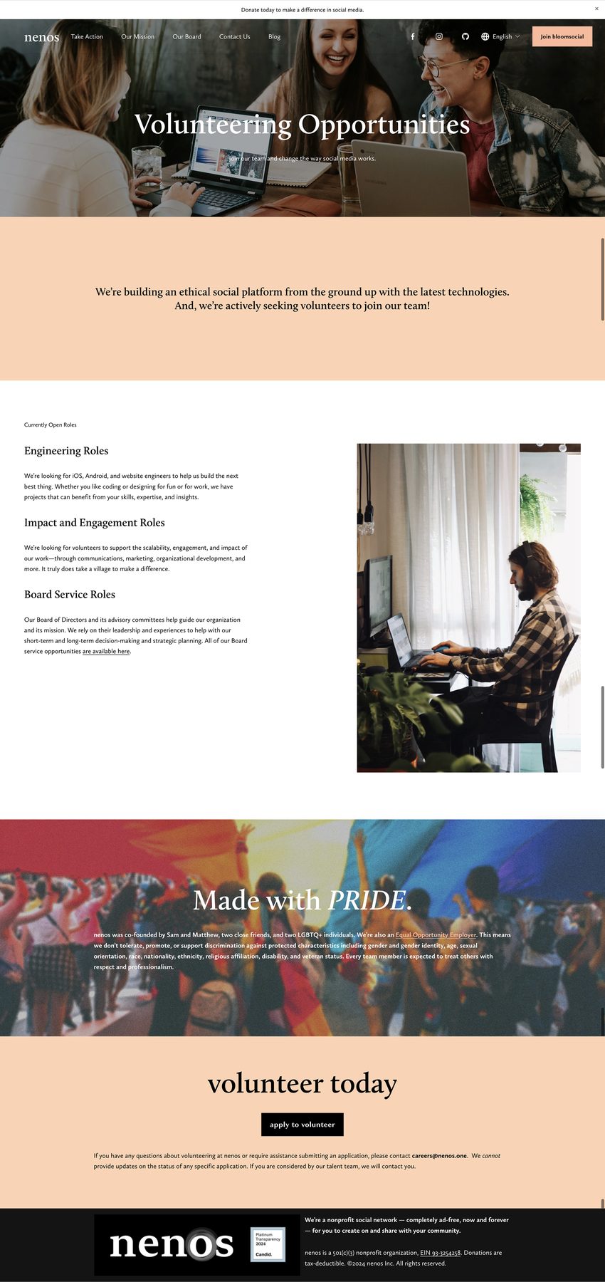 Original volunteer page